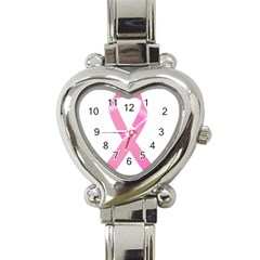 Breast Cancer Ribbon Pink Heart Italian Charm Watch by Mariart