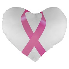 Breast Cancer Ribbon Pink Large 19  Premium Heart Shape Cushions