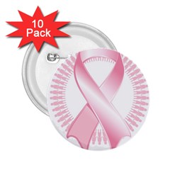 Breast Cancer Ribbon Pink Girl Women 2 25  Buttons (10 Pack) 