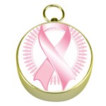 Breast Cancer Ribbon Pink Girl Women Gold Compasses Front