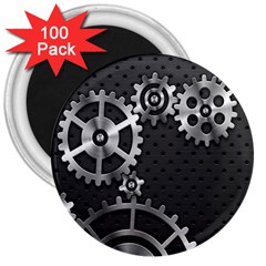 Chain Iron Polka Dot Black Silver 3  Magnets (100 Pack)