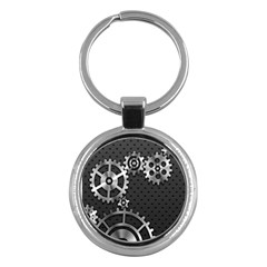 Chain Iron Polka Dot Black Silver Key Chains (round)  by Mariart