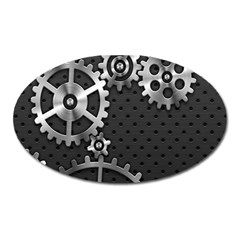 Chain Iron Polka Dot Black Silver Oval Magnet by Mariart