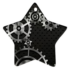 Chain Iron Polka Dot Black Silver Star Ornament (two Sides) by Mariart