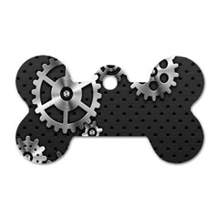 Chain Iron Polka Dot Black Silver Dog Tag Bone (two Sides) by Mariart