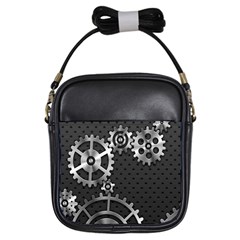 Chain Iron Polka Dot Black Silver Girls Sling Bags