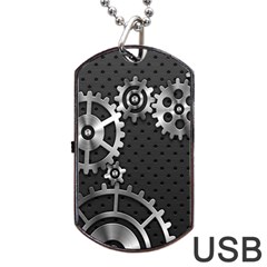 Chain Iron Polka Dot Black Silver Dog Tag Usb Flash (two Sides) by Mariart