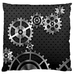 Chain Iron Polka Dot Black Silver Large Flano Cushion Case (two Sides) by Mariart