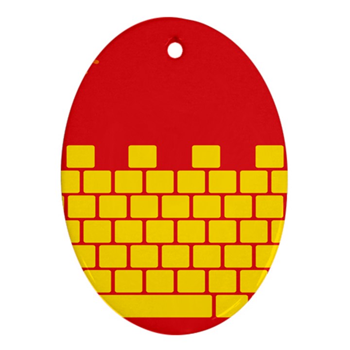 Firewall Bridge Signal Yellow Red Ornament (Oval)