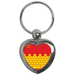 Firewall Bridge Signal Yellow Red Key Chains (heart)  by Mariart