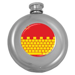 Firewall Bridge Signal Yellow Red Round Hip Flask (5 Oz)