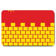 Firewall Bridge Signal Yellow Red Large Doormat  by Mariart