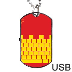 Firewall Bridge Signal Yellow Red Dog Tag Usb Flash (two Sides) by Mariart