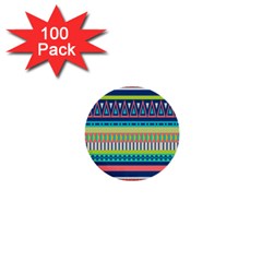 Aztec Triangle Chevron Wave Plaid Circle Color Rainbow 1  Mini Buttons (100 Pack)  by Mariart