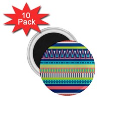 Aztec Triangle Chevron Wave Plaid Circle Color Rainbow 1 75  Magnets (10 Pack) 