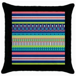 Aztec Triangle Chevron Wave Plaid Circle Color Rainbow Throw Pillow Case (Black) Front