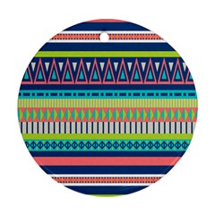 Aztec Triangle Chevron Wave Plaid Circle Color Rainbow Round Ornament (two Sides) by Mariart