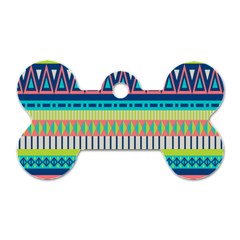 Aztec Triangle Chevron Wave Plaid Circle Color Rainbow Dog Tag Bone (two Sides) by Mariart