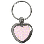 Flower Floral Sunflower Pink Yellow Key Chains (Heart)  Front