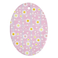 Flower Floral Sunflower Pink Yellow Oval Ornament (two Sides) by Mariart