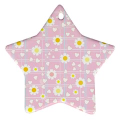 Flower Floral Sunflower Pink Yellow Star Ornament (two Sides)