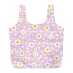 Flower Floral Sunflower Pink Yellow Full Print Recycle Bags (L)  Back