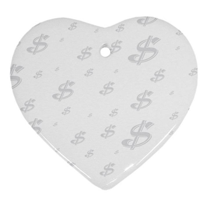 Dollar Sign Transparent Heart Ornament (Two Sides)