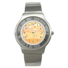 Dragonfly Leaf Orange Stainless Steel Watch by Mariart