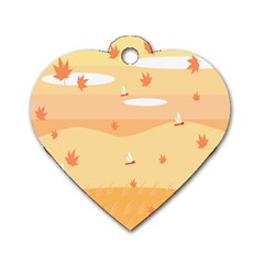 Dragonfly Leaf Orange Dog Tag Heart (two Sides) by Mariart