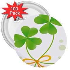 Flower Floralleaf Green Reboon 3  Buttons (100 Pack) 