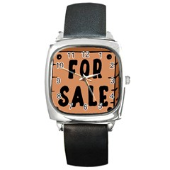 For Sale Sign Black Brown Square Metal Watch by Mariart