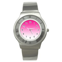 Gradients Pink White Stainless Steel Watch by Mariart