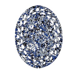 Electric Blue Blend Stone Glass Ornament (oval Filigree) by Mariart