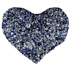 Electric Blue Blend Stone Glass Large 19  Premium Flano Heart Shape Cushions