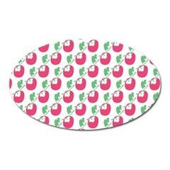 Fruit Pink Green Mangosteen Oval Magnet