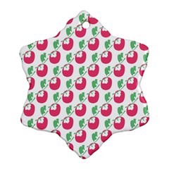 Fruit Pink Green Mangosteen Snowflake Ornament (two Sides) by Mariart