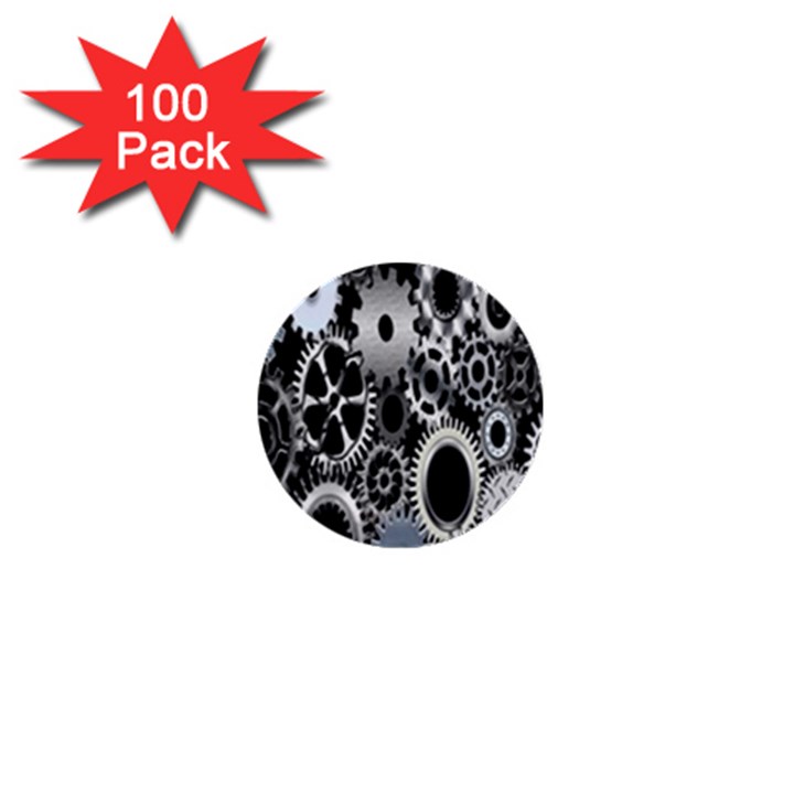 Gears Technology Steel Mechanical Chain Iron 1  Mini Buttons (100 pack) 