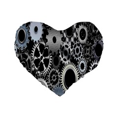 Gears Technology Steel Mechanical Chain Iron Standard 16  Premium Heart Shape Cushions by Mariart