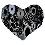 Gears Technology Steel Mechanical Chain Iron Large 19  Premium Flano Heart Shape Cushions Front