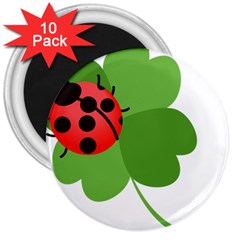 Insect Flower Floral Animals Green Red 3  Magnets (10 Pack) 