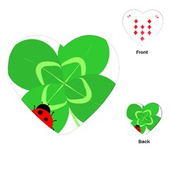 Insect Flower Floral Animals Green Red Line Playing Cards (heart)  by Mariart