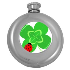 Insect Flower Floral Animals Green Red Line Round Hip Flask (5 Oz) by Mariart