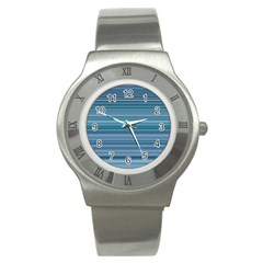 Horizontal Line Blue Stainless Steel Watch