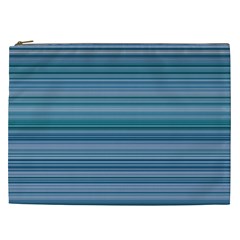 Horizontal Line Blue Cosmetic Bag (xxl) 