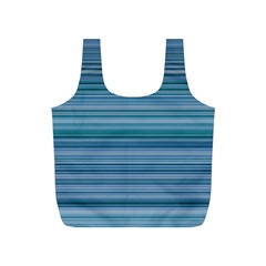 Horizontal Line Blue Full Print Recycle Bags (s)  by Mariart