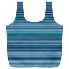 Horizontal Line Blue Full Print Recycle Bags (l)  by Mariart