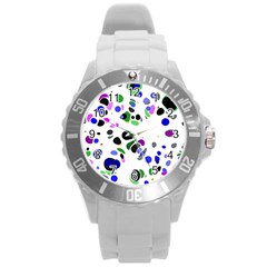 Colorful Random Blobs Background Round Plastic Sport Watch (l) by Nexatart