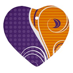 Leaf Polka Dot Purple Orange Ornament (heart) by Mariart