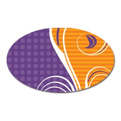 Leaf Polka Dot Purple Orange Oval Magnet