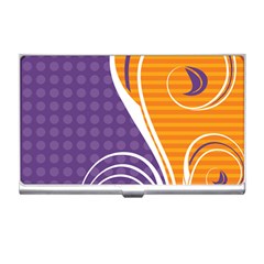 Leaf Polka Dot Purple Orange Business Card Holders by Mariart